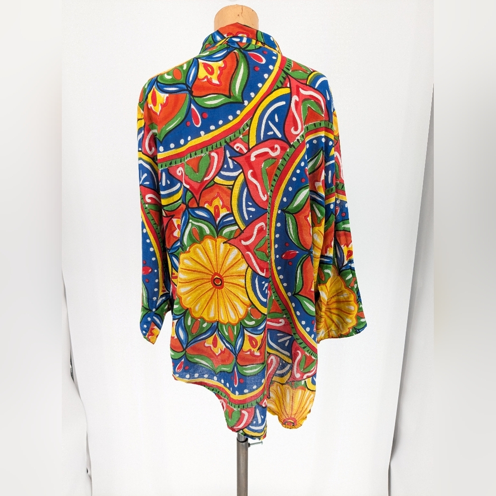 Antica Sartoria by Giacomo Button Down Collared Shirt Art To Wear Colorful Sz XL - Picture 4 of 16